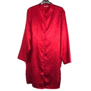 Vintage Red Asian Print Tunic Duster